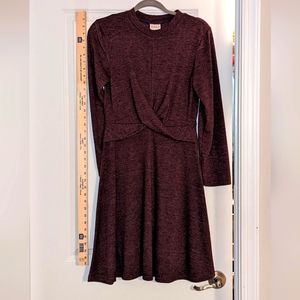 Cross detail plum hacci knit dress